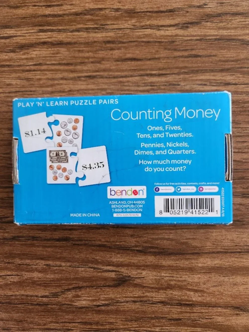 Puzzle Pairs Flash Cards Counting Money Currency Math Double-Sided Game Toy  Inc